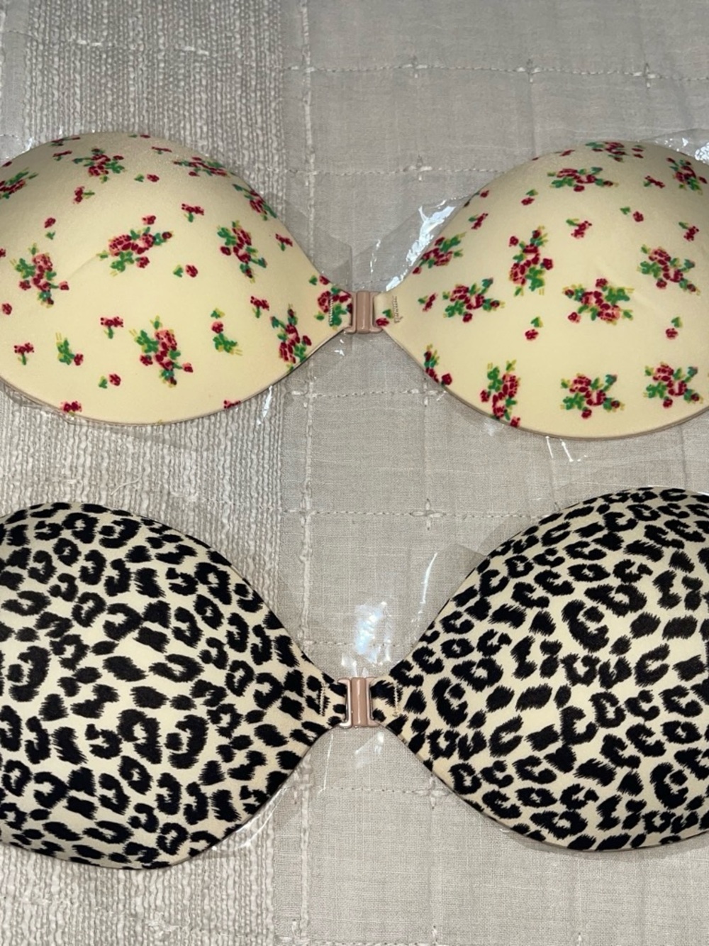 2-Pack Strapless Adhesive Bandeau - Floral Yellow & Leopard